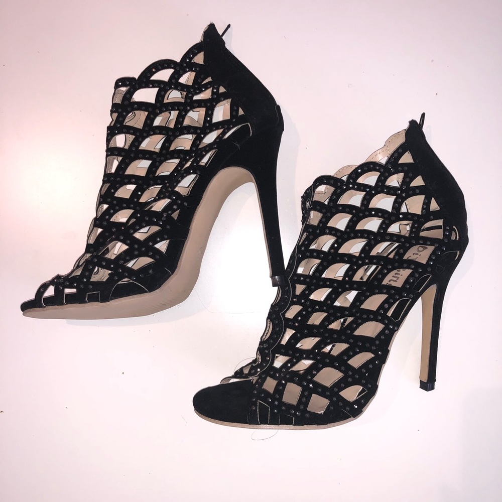 DiJi Girls Black heel with rhinestone detail Sz 38